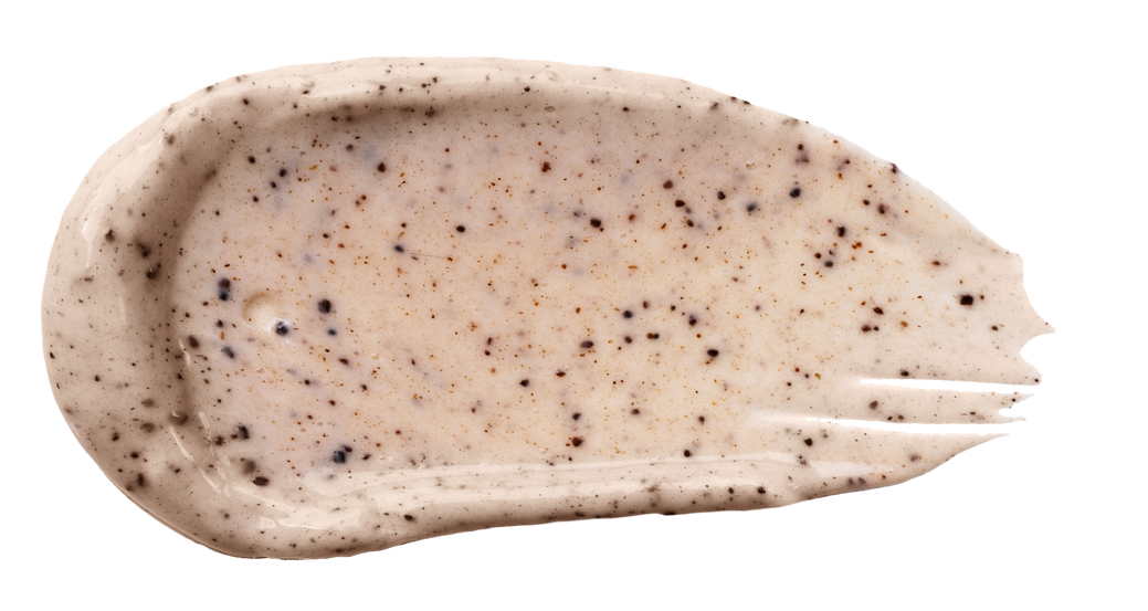 Face cream coffee scrub swatch isolated on transparent background. Cosmetic exfoliation product. Handmade coffee scrub for body care.